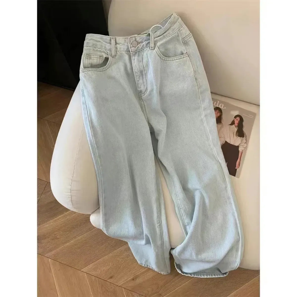 Wide Leg Jeans – High Waist Y2K Bow Embroidery