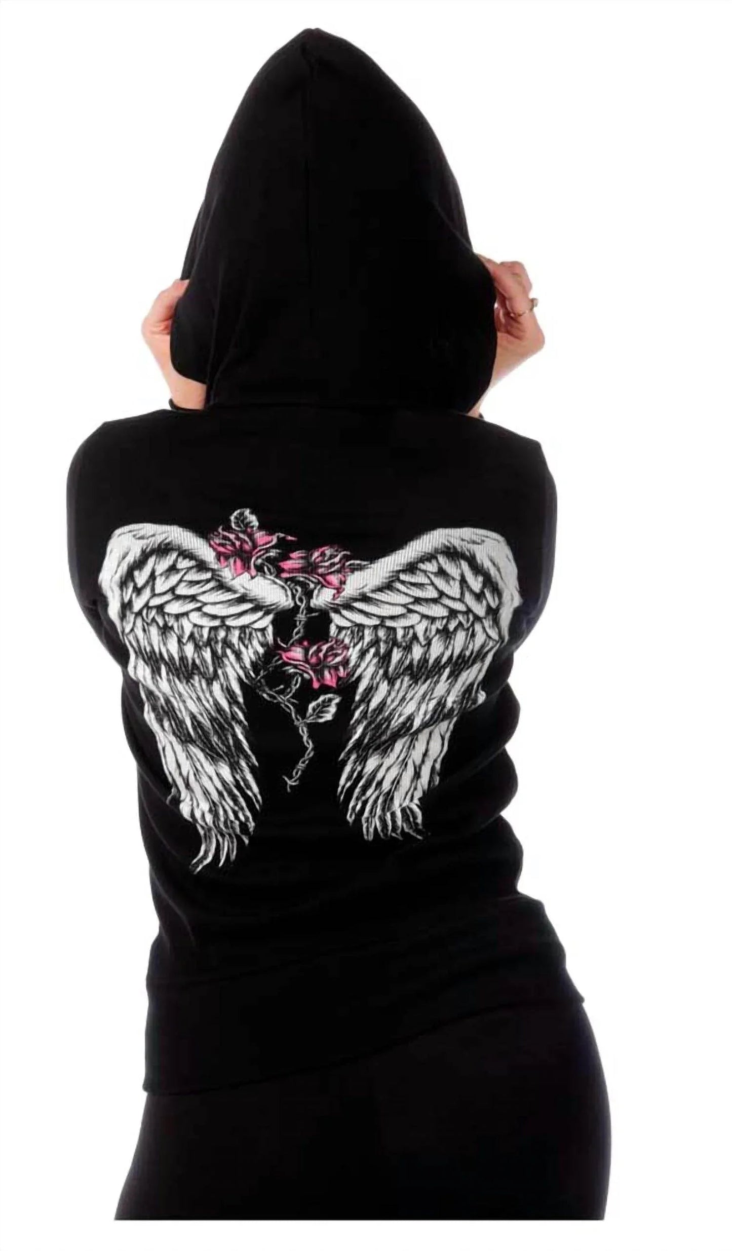Rhinestone Flower Hooded Top