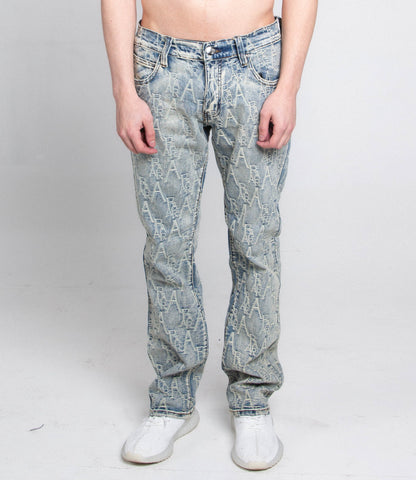 AJ36SL-2 EMBROIDERED LIGHT BLUE SLIM JEANS