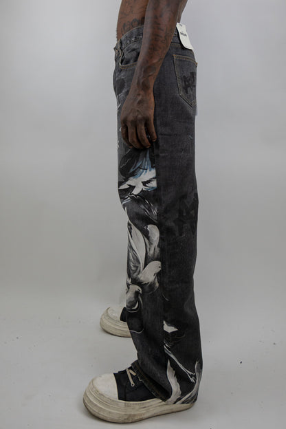 RM204B ART - Graphic Printed Baggy Jeans