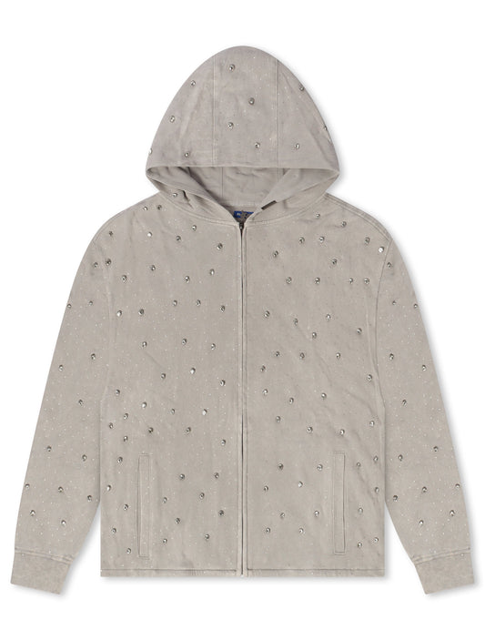 Rebel Denim Diamond Hoodie - Grey