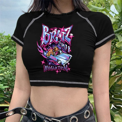 Women's Y2K Gothic Cartoon Print T-Shirt