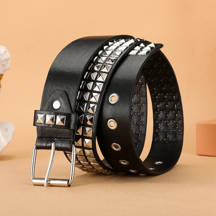 Punk Rivet Grommet Belt Heavy Metal Y2K Rock Unisex Jeans Belt 3.8 cm (1.5 in)