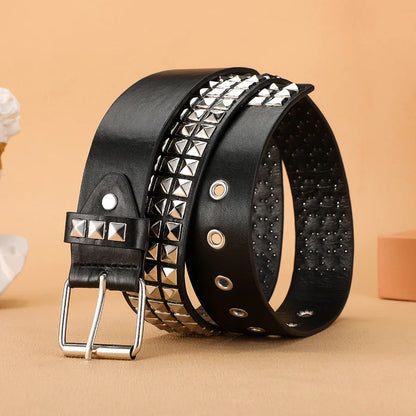 Punk Rivet Grommet Belt Heavy Metal Y2K Rock Unisex Jeans Belt 3.8 cm (1.5 in)