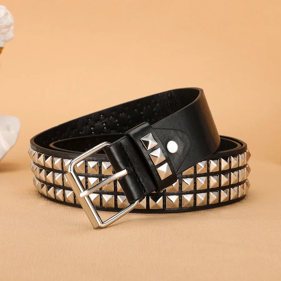 Punk Rivet Grommet Belt Heavy Metal Y2K Rock Unisex Jeans Belt 3.8 cm (1.5 in)