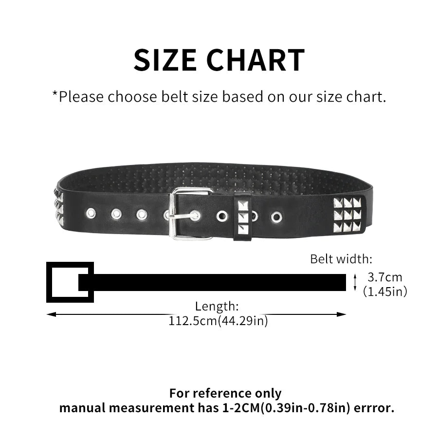 Punk Rivet Grommet Belt Heavy Metal Y2K Rock Unisex Jeans Belt 3.8 cm (1.5 in)