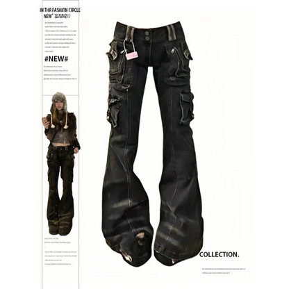 Grunge Harajuku Y2K Cargo Jeans – Cyberpunk Gyaru Pants