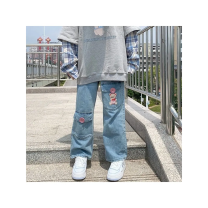 Japan Preppy Style Denim Trousers